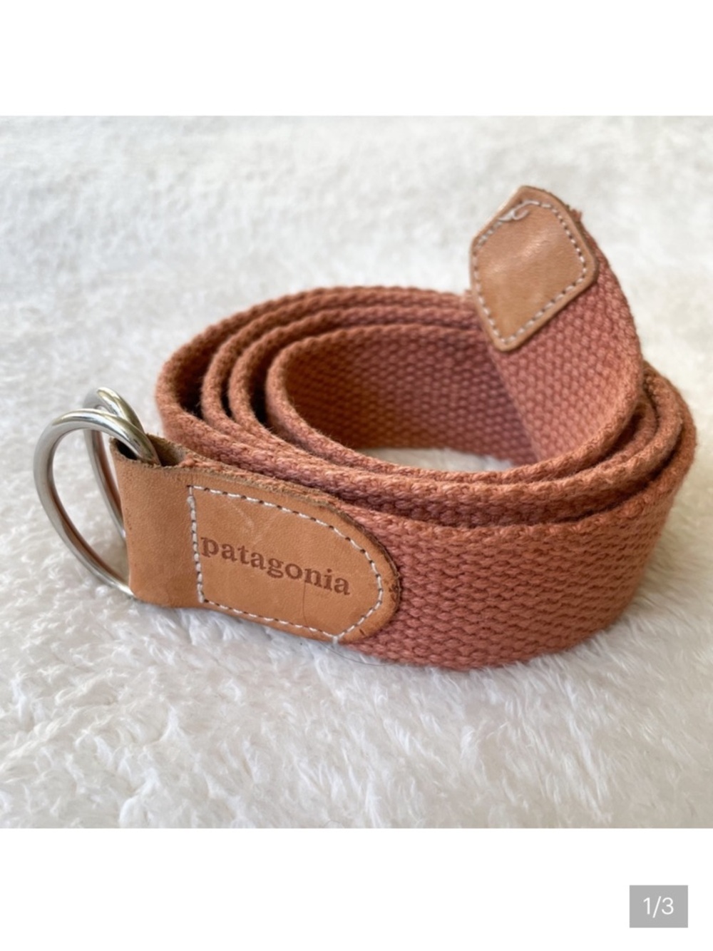 Patagonia Woven Cotton and Leather D Ring Belt Terracotta